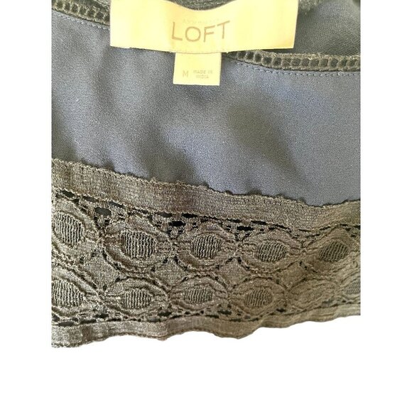 Loft Sleeveless Navy Blue & Black Lace Blouse M - Picture 6 of 7